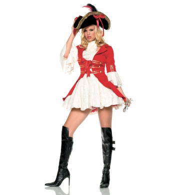 костюм пиратки с красным камзолом