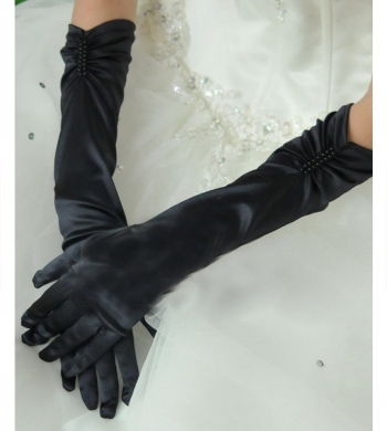 Черные перчатки с драпировкой фото